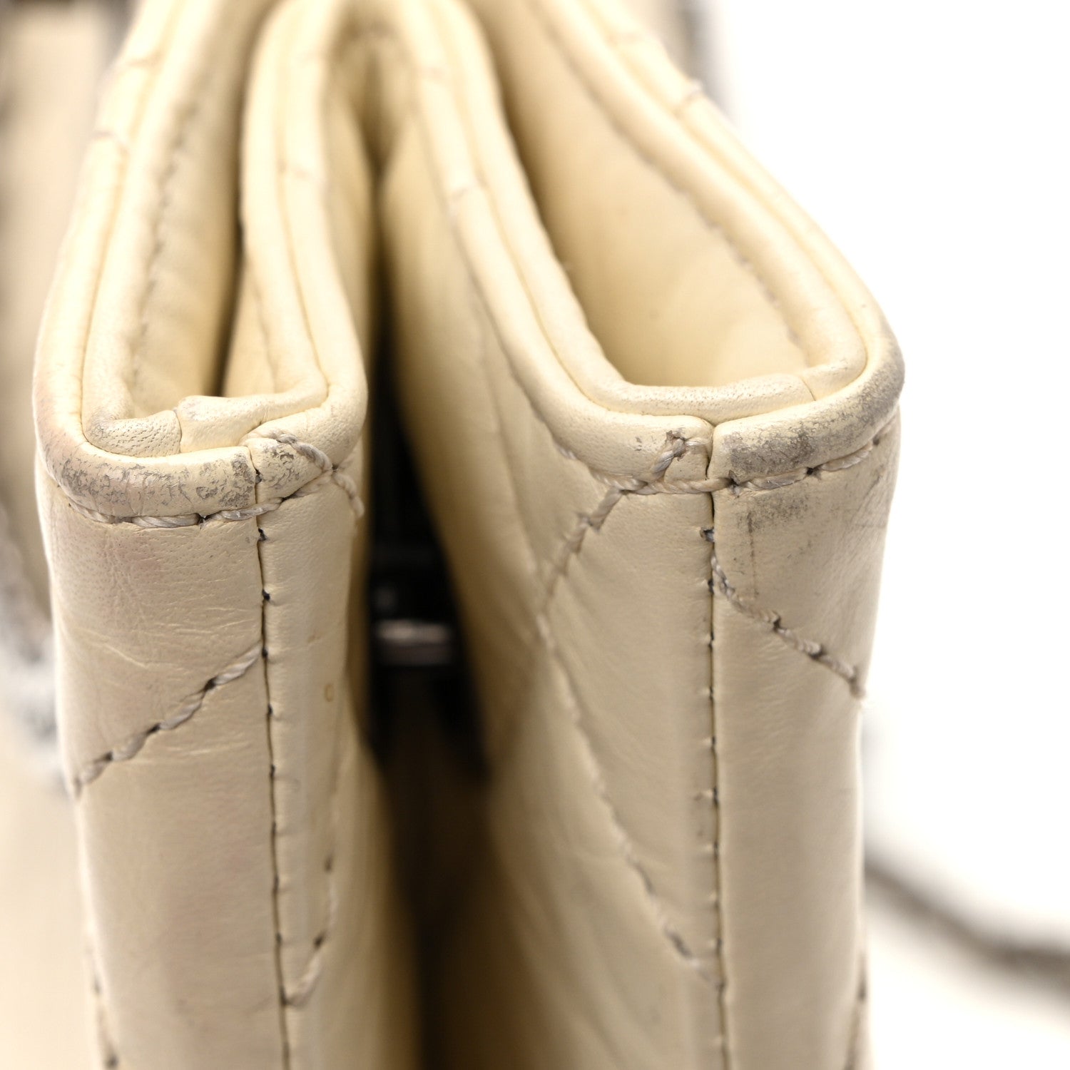 Aged Calfskin Quilted Reissue 2.55 Tote Ivory