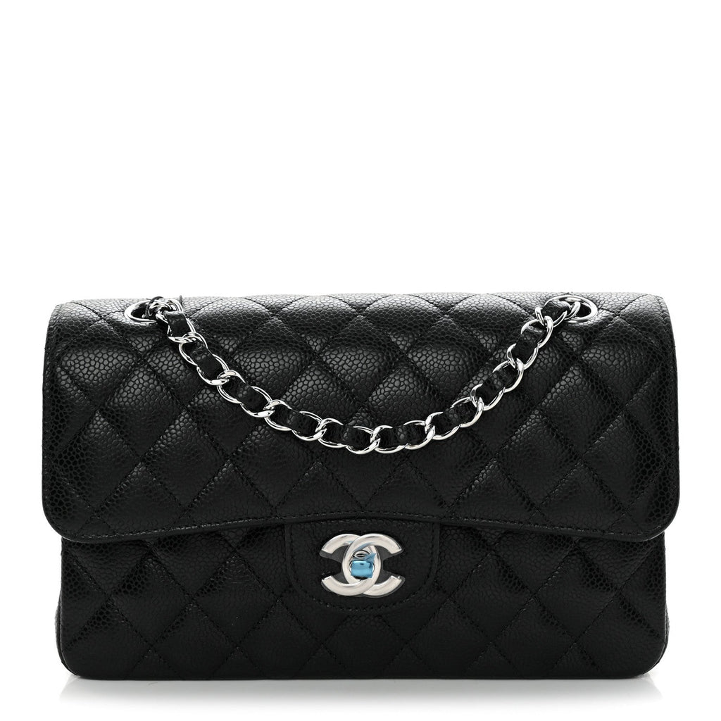 Caviar Quilted Small Double Flap Black