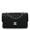 Caviar Quilted Small Double Flap Black