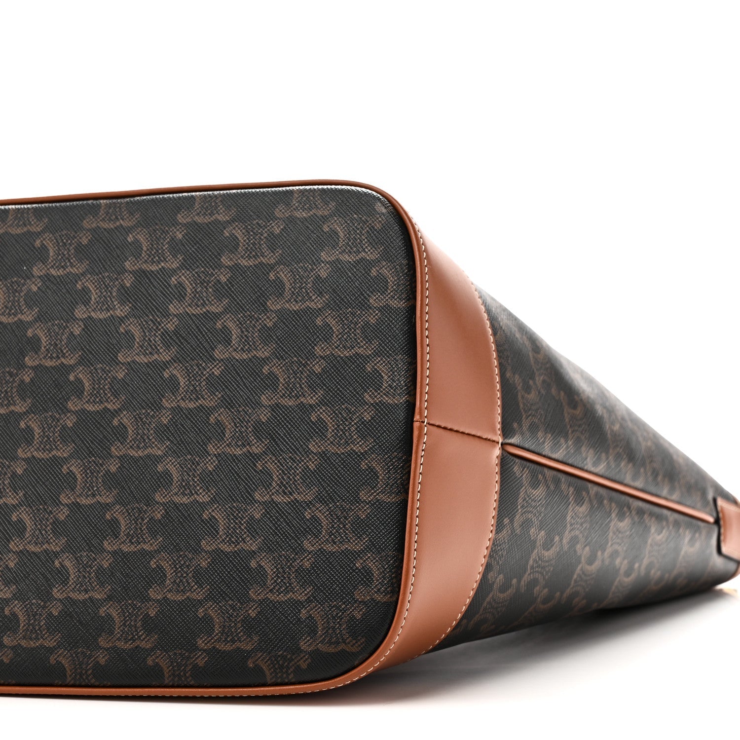 Triomphe Canvas Calfskin Medium Bucket Bag Tan