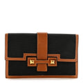 Canvas Courchevel Medor Clutch Gold Brown