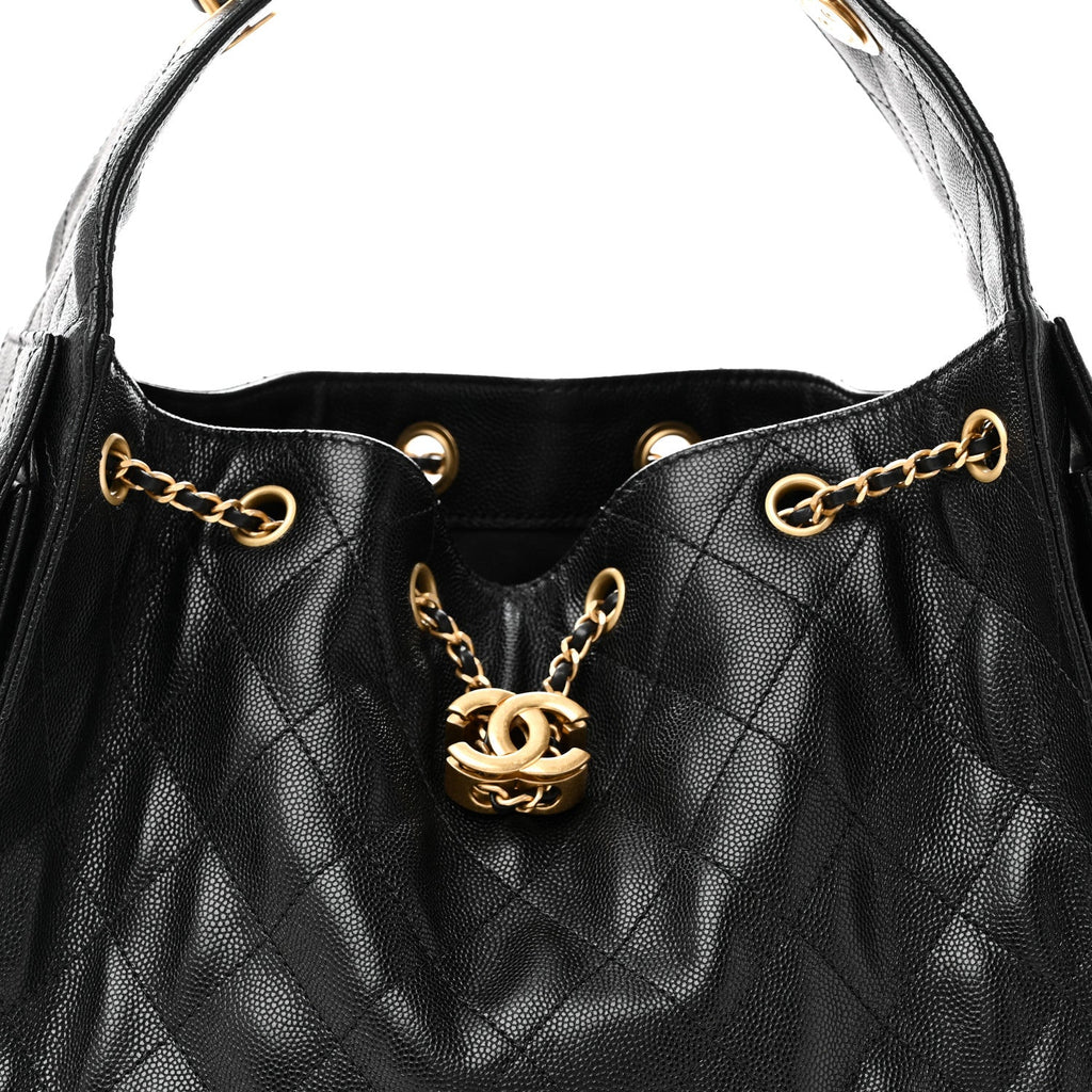 Caviar Quilted Small Chanel 25 Handbag Black