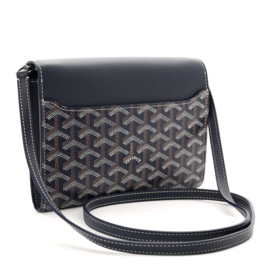 Goyardine Calfskin Chypre Wallet Pouch Navy