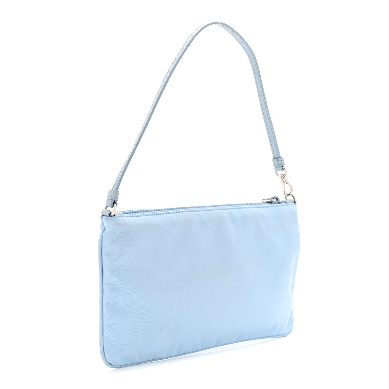 Re-Nylon Vela Saffiano Mini Pochette Bag Celeste