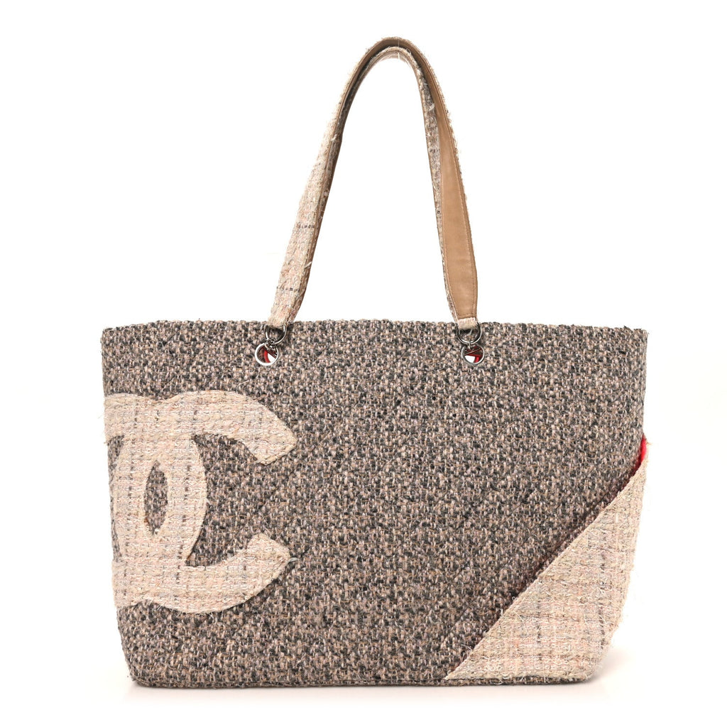 Tweed Quilted Cambon Tote Grey