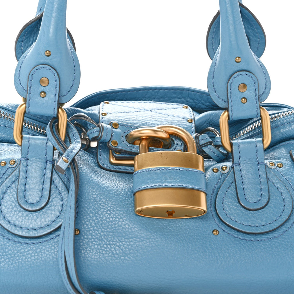 Calfskin Medium Paddington Satchel Light Blue