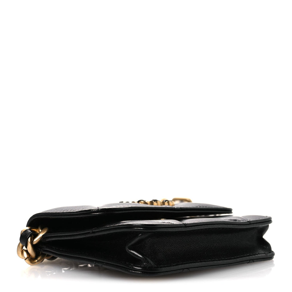 Lambskin Quilted Chanel 19 Flap Belt Bag Black