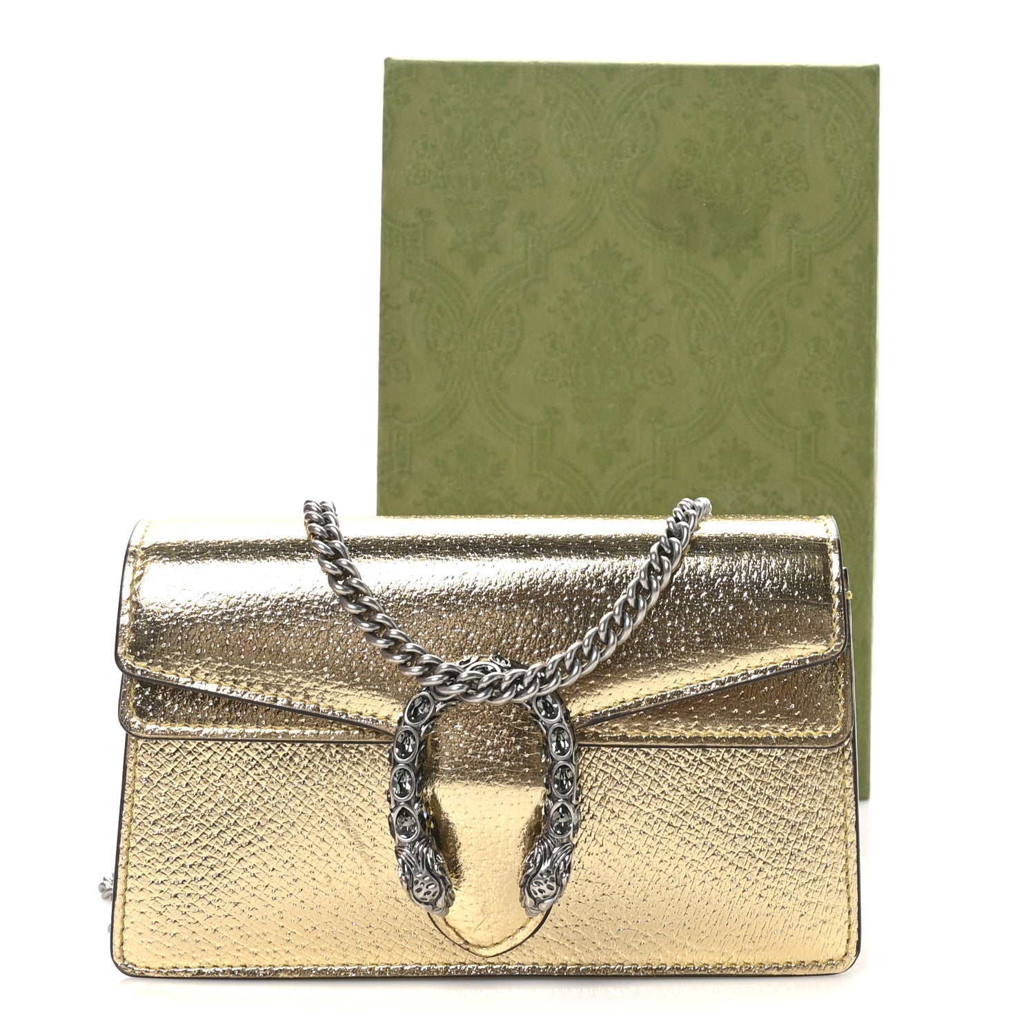 Metallic Calfskin Super Mini Dionysus Shoulder Bag Gold