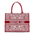 Canvas Embroidered Medium Book Tote Red White