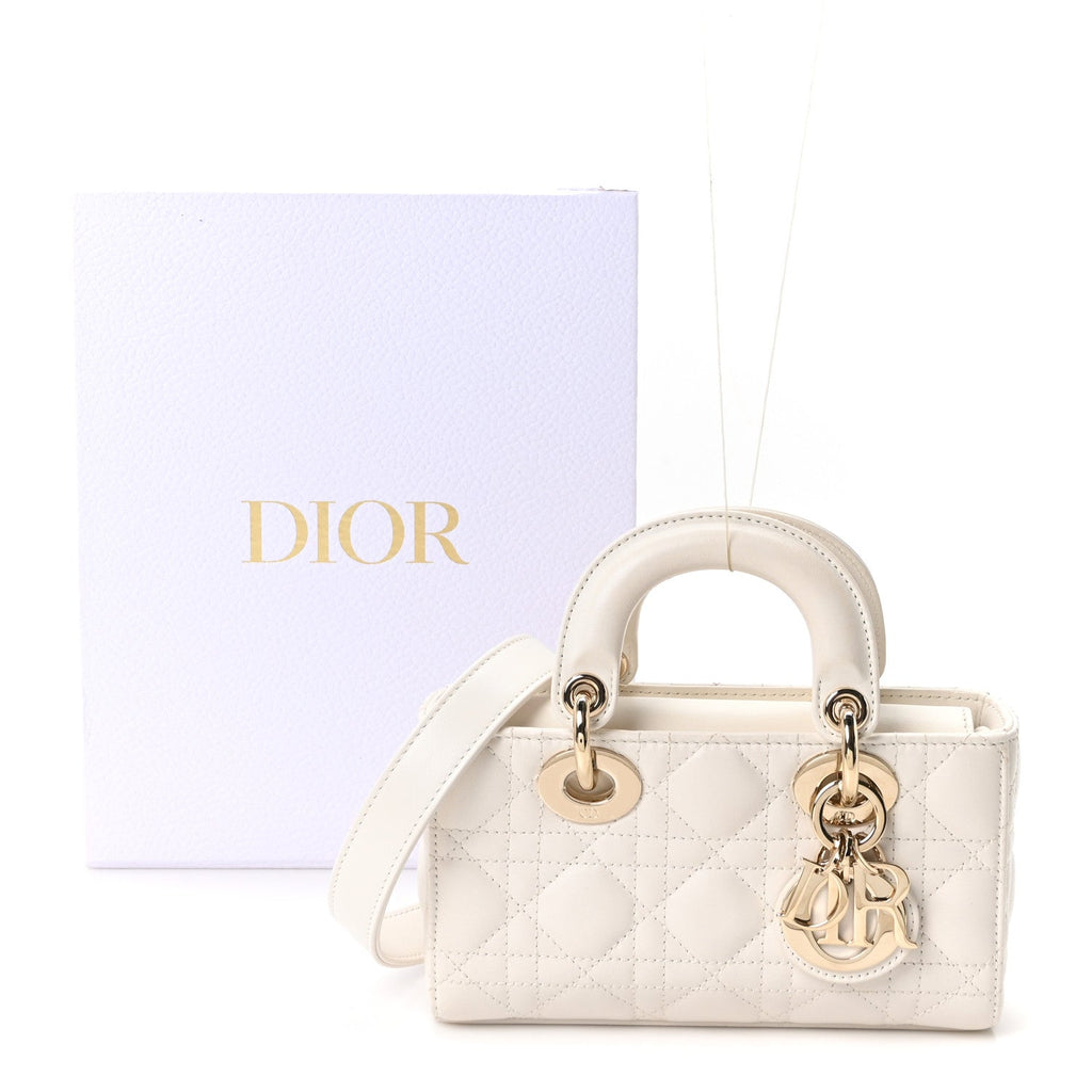 Lambskin Cannage Dioramour Micro Lady D-Joy Latte