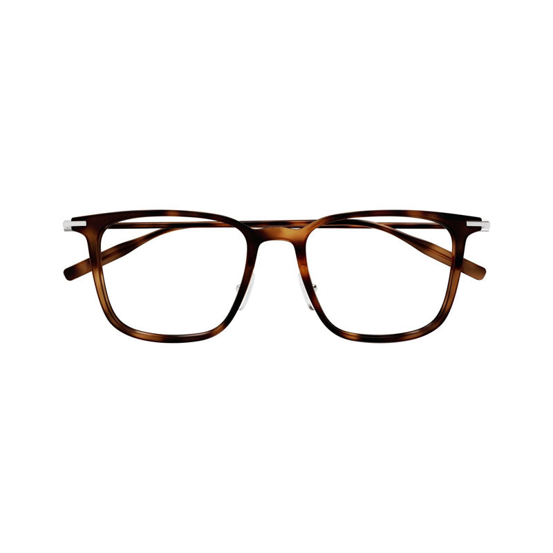 Montblanc Eyeglasses Square Full Rim, Havana Frame and Clear Demo Lens Lens MB0354O004
