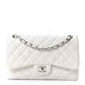 Caviar Quilted Jumbo Double Flap White