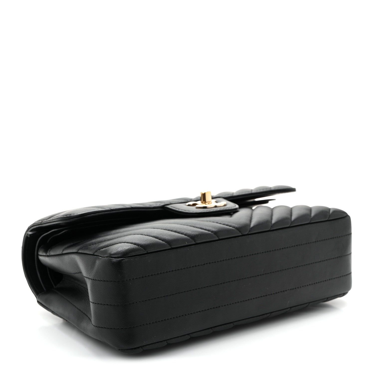 Lambskin Chevron Quilted Small Double Flap Black