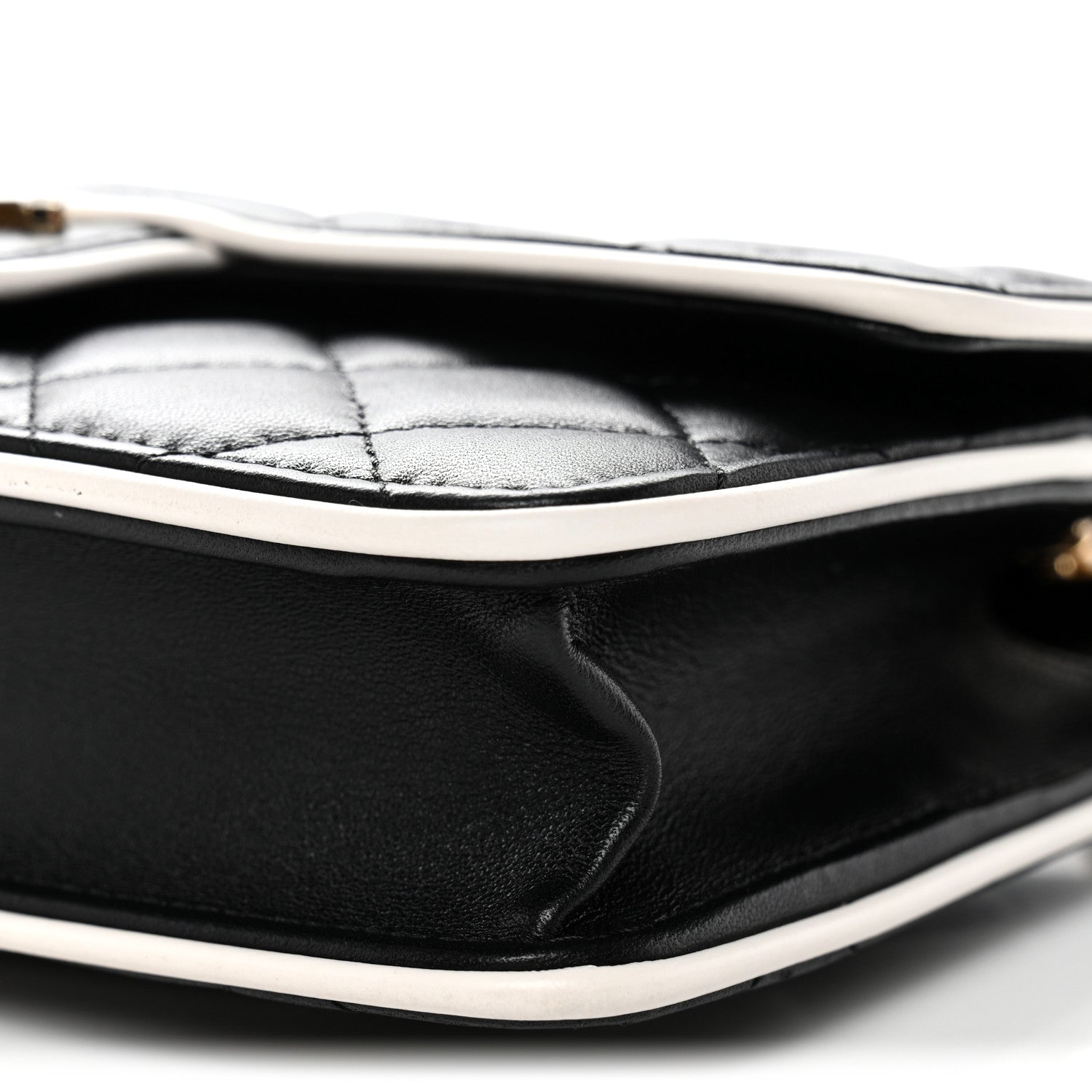 Lambskin Quilted Resin CC Mini Flap Bag Black White