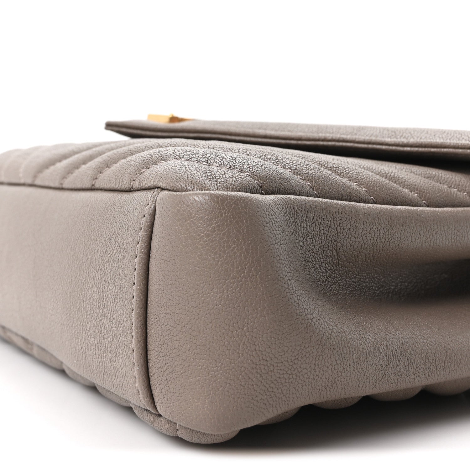 Sheepskin Matelasse Chevron Monogram Medium College Bag Greyish Brown