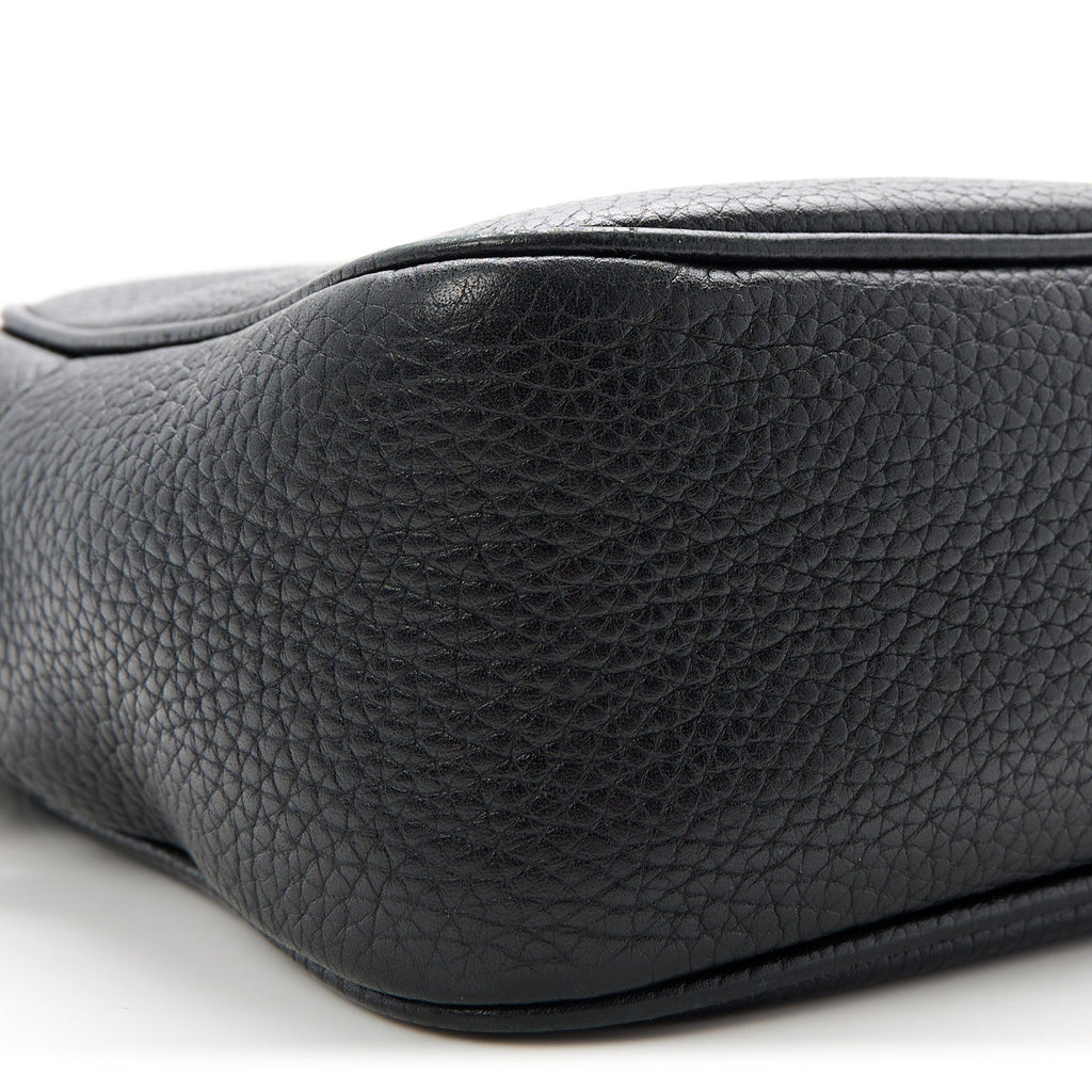Pebbled Calfskin Small Soho Disco Bag Black