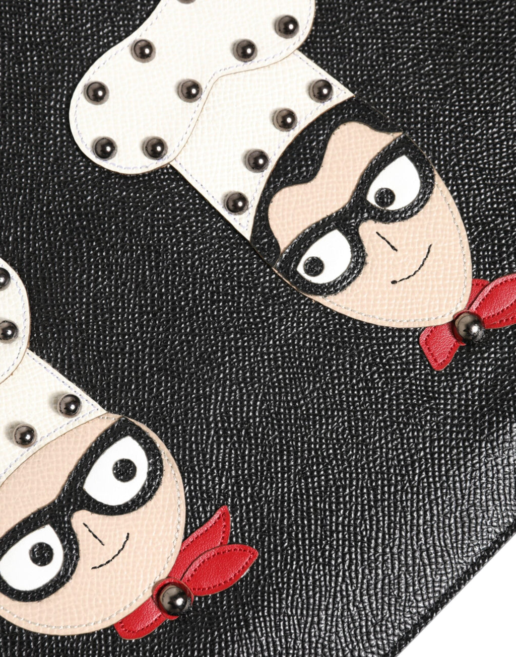 Dolce & Gabbana Black Leather #DGFAMILY Embellished Men Clutch Pouch Men's Bag