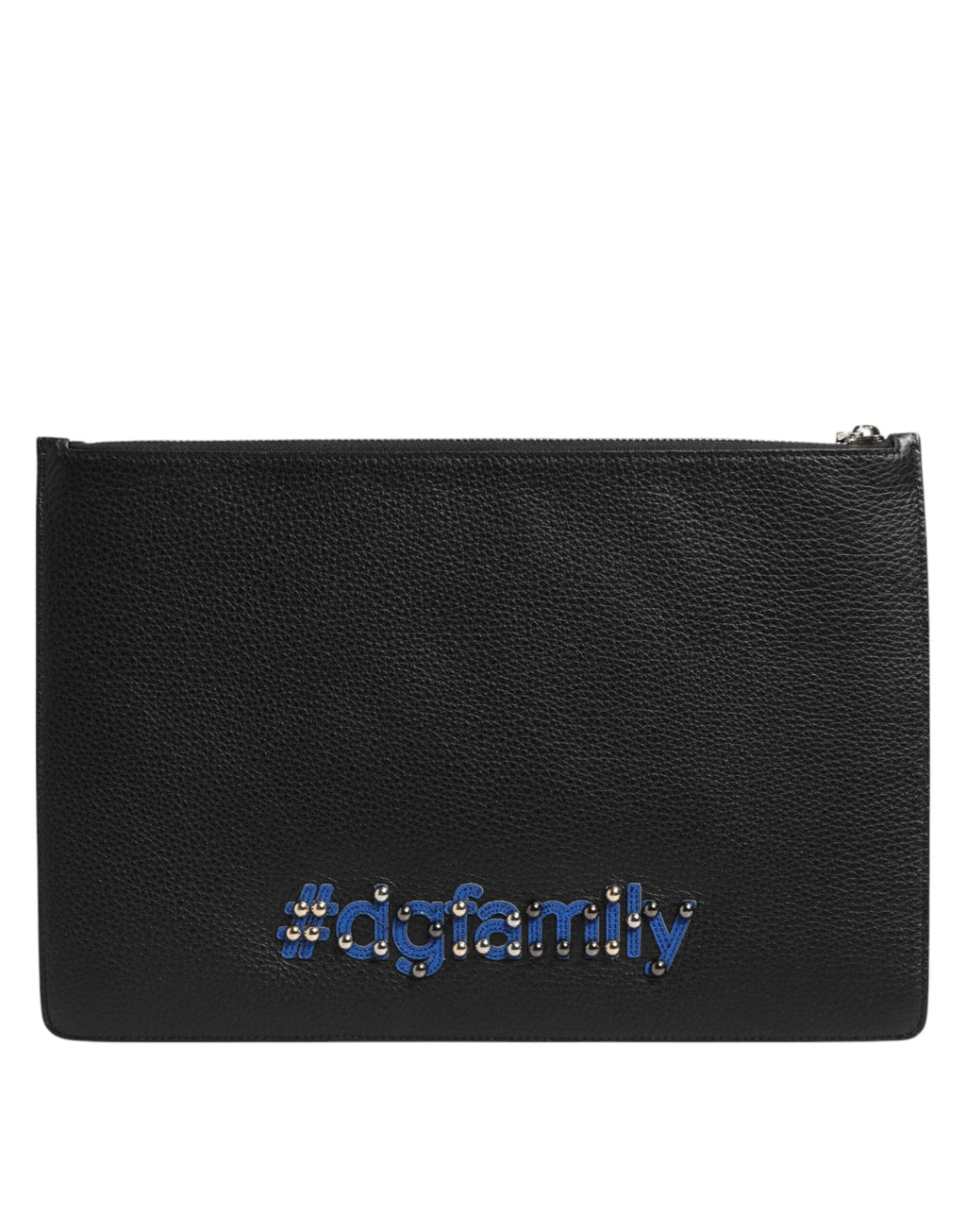 Dolce & Gabbana Black Leather #DGFAMILY Embellished Men Clutch Pouch Men's Bag