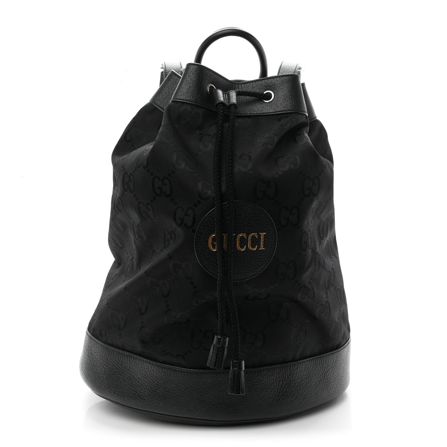Econyl Nylon Monogram Off The Grid Drawstring Bucket Backpack Black