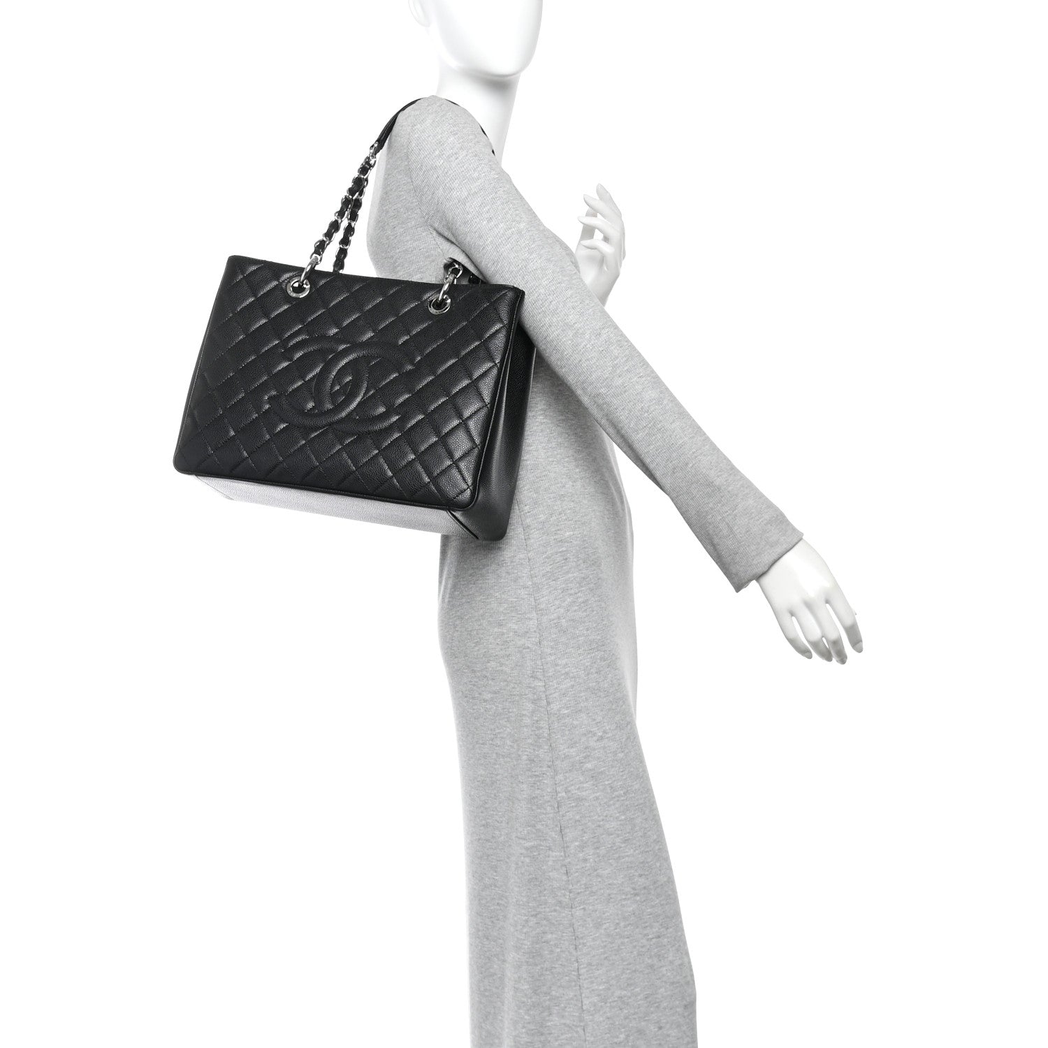 Caviar Quilted Grand Shopping Tote GST Black