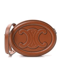 Smooth Calfskin Cuir Small Triomphe Oval Crossbody Purse Tan