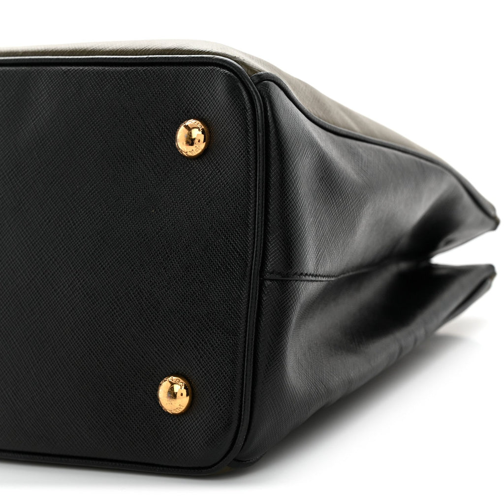 Saffiano Lux Bi-Color Medium Tote Militare Black