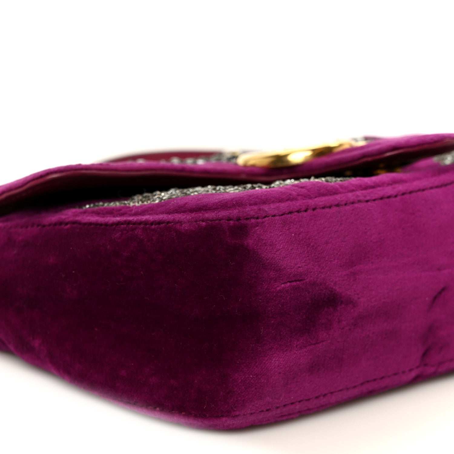 Velvet Matelasse Embroidered Mini GG Marmont Shoulder Bag Bordeaux