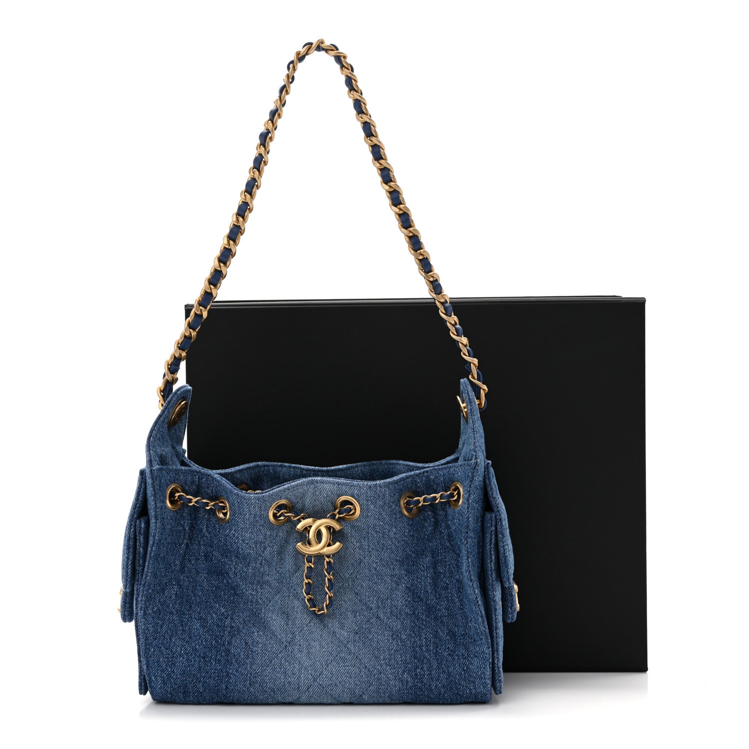 Washed Denim Quilted Mini Chanel 25 Handbag Blue