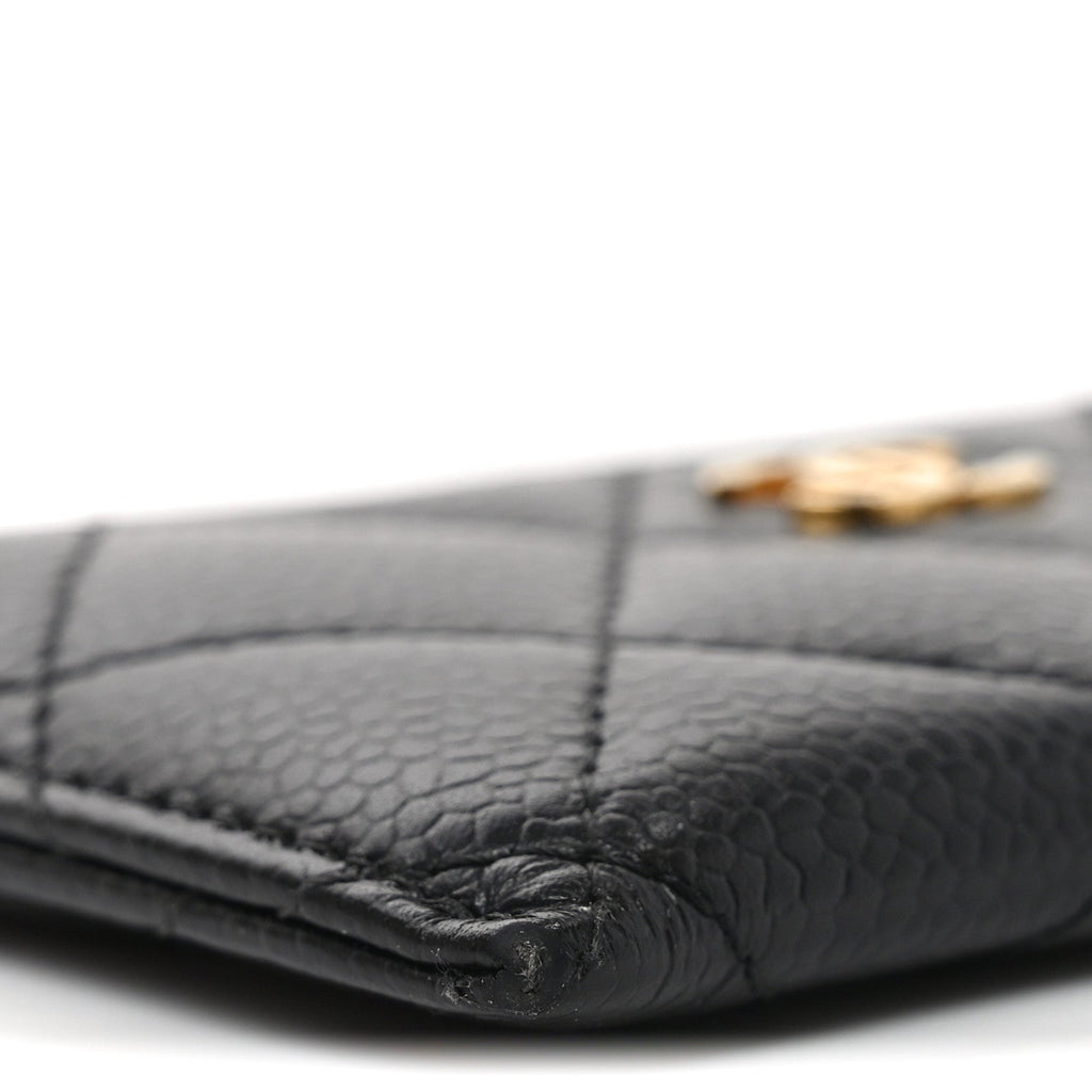 Caviar Quilted Card Holder Black