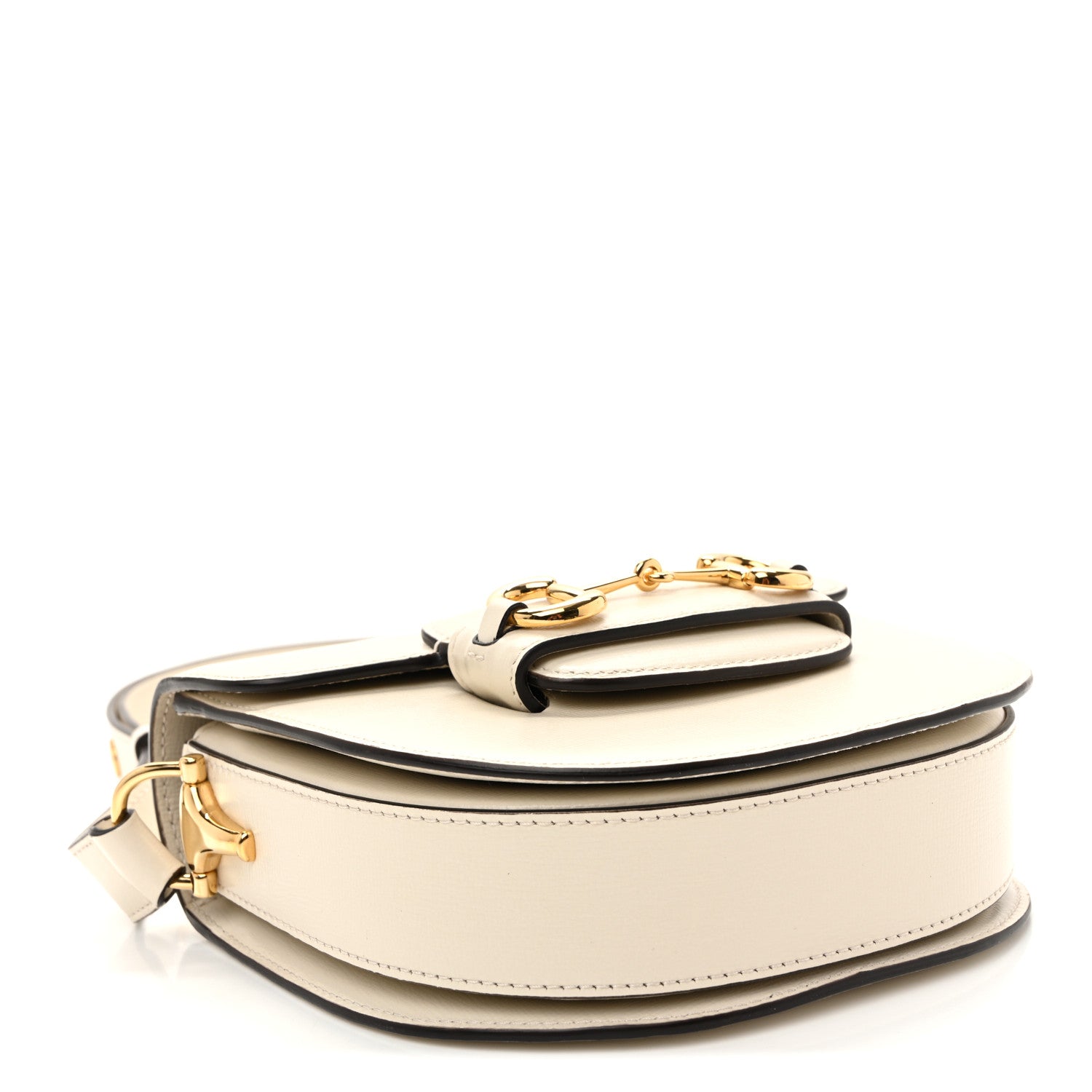 Azalea Calfskin Mini Horsebit 1955 Rounded Shoulder Bag Mystic White