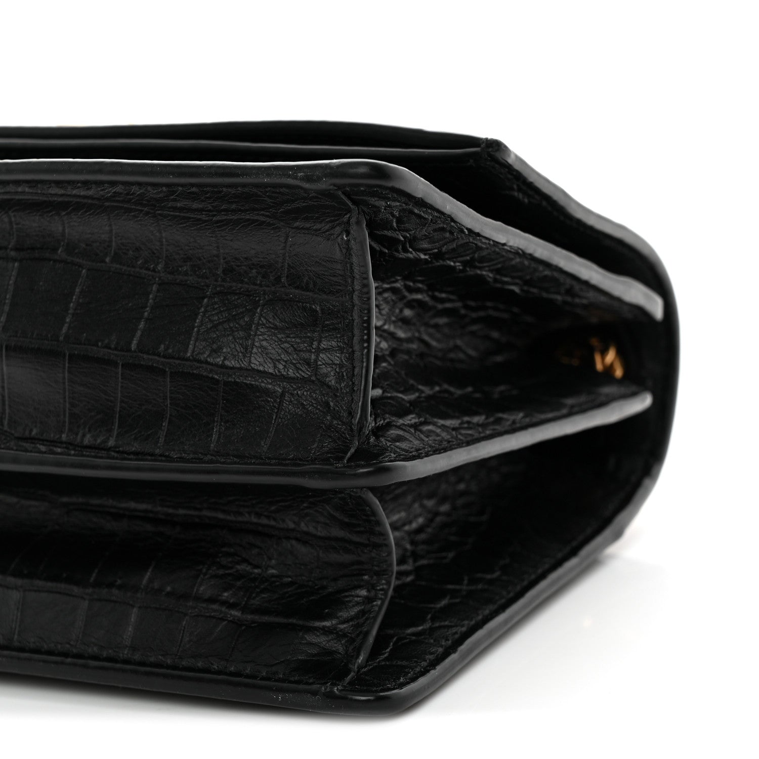 Calfskin Crocodile Embossed Monogram Small Sunset Black