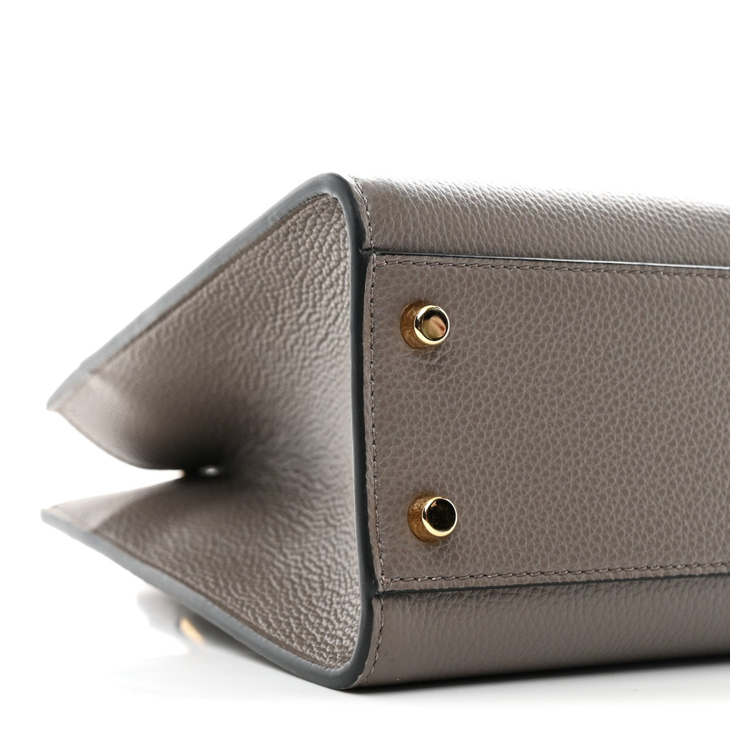 Grainy Calfskin Virtus Top Handle Tote Grey
