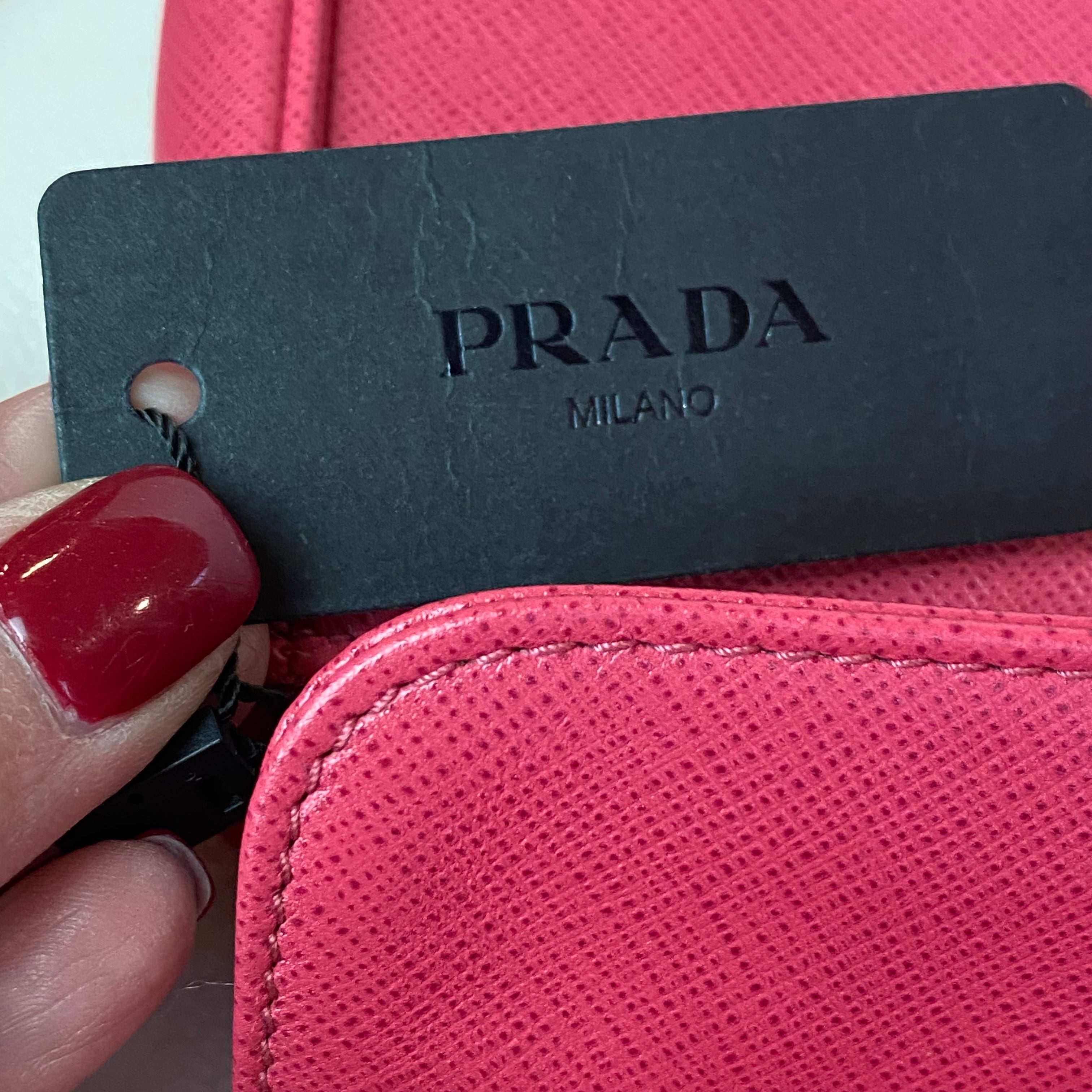 PRADA Pink Saffiano Leather Turnlock Shoulder Bag NWT