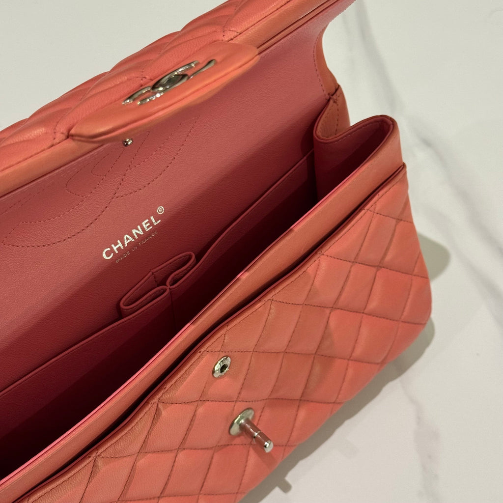 CHANEL CF CLASSIC FLAP BAG PINK LAMBSKIN