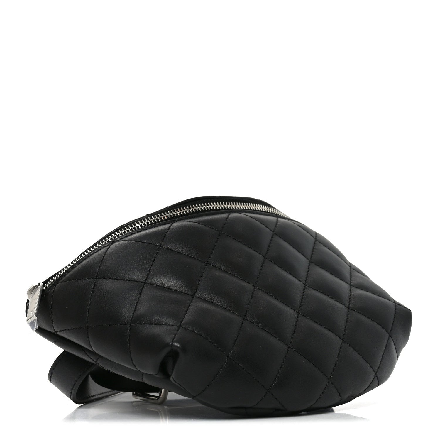 Calfskin Quilted Waist Belt Bag Black