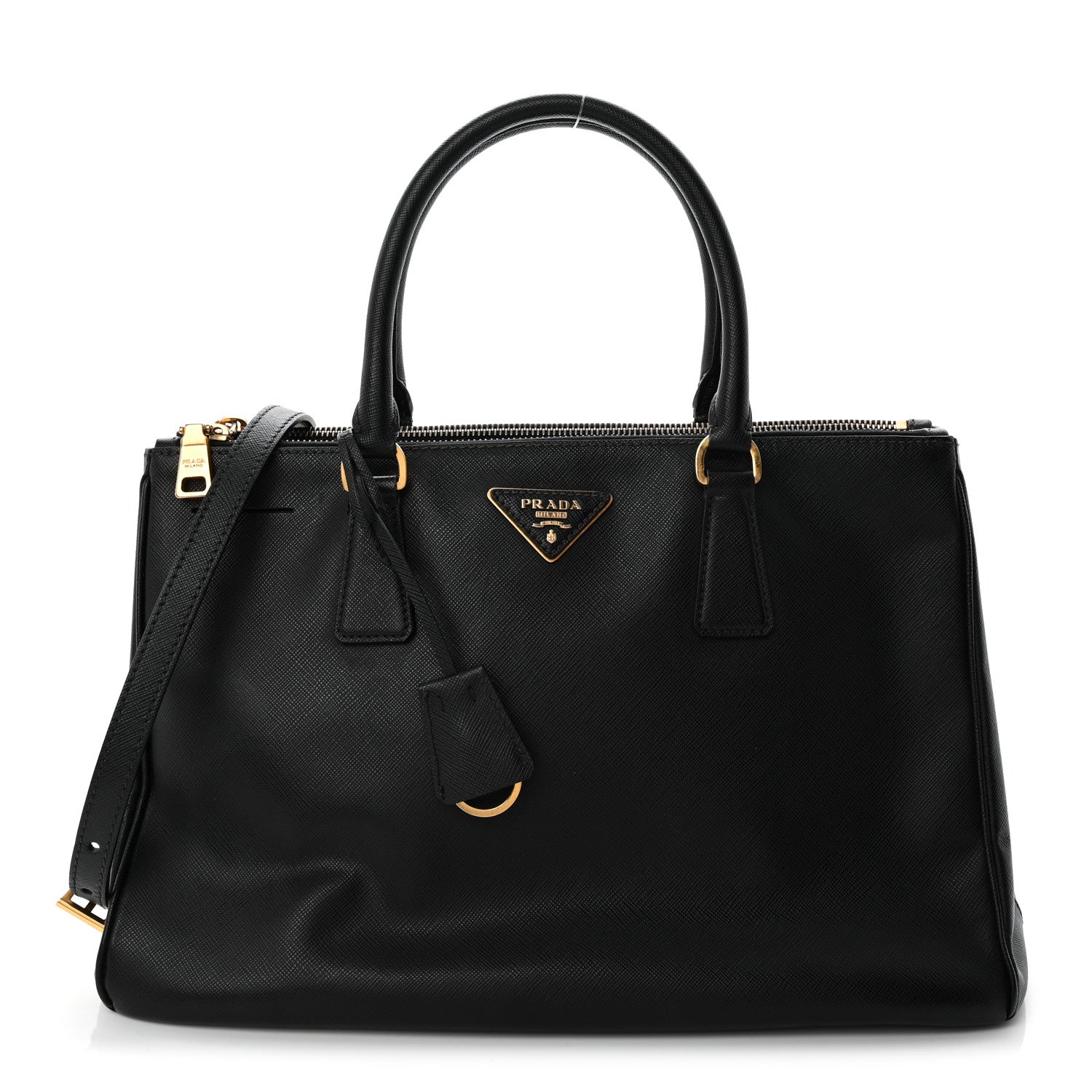 Saffiano Medium Galleria Double Zip Tote Black