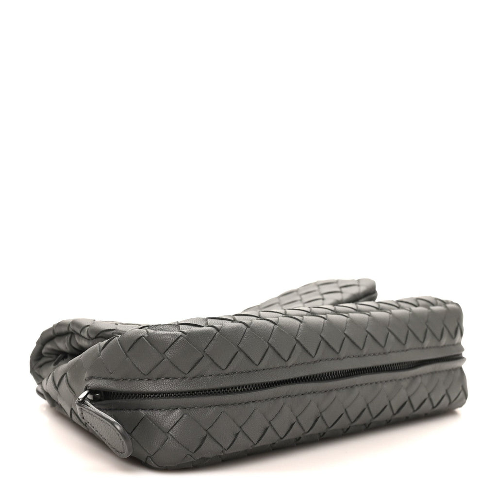 Nappa Intrecciato Small Chain Crossbody Light Grey