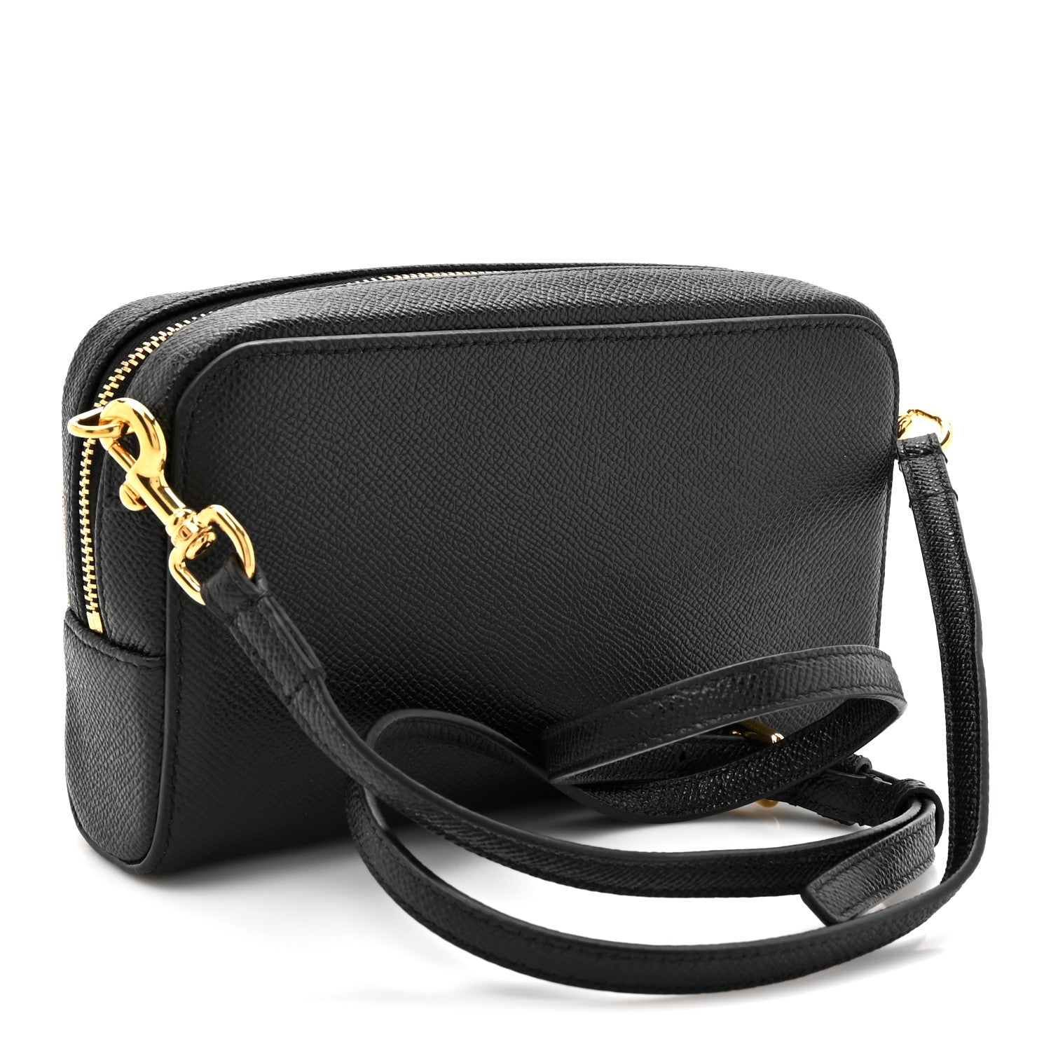 Grained Calfskin Caro Double Pouch Black