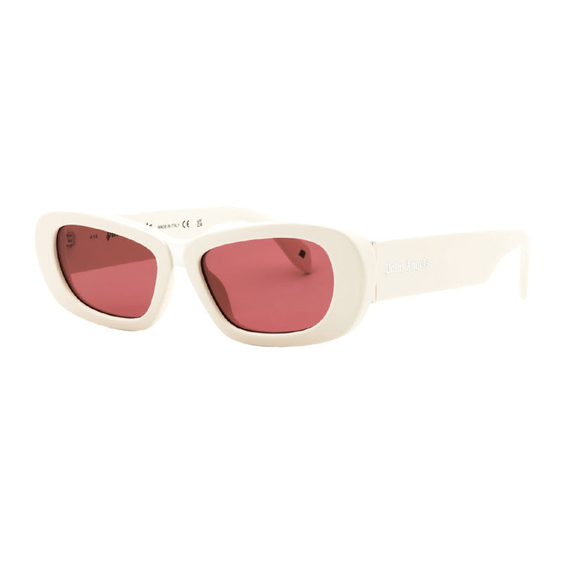 Palm Angels Sunglasses Cat Eye Full Rim, White Frame and Red Lens PERI107DANA0125