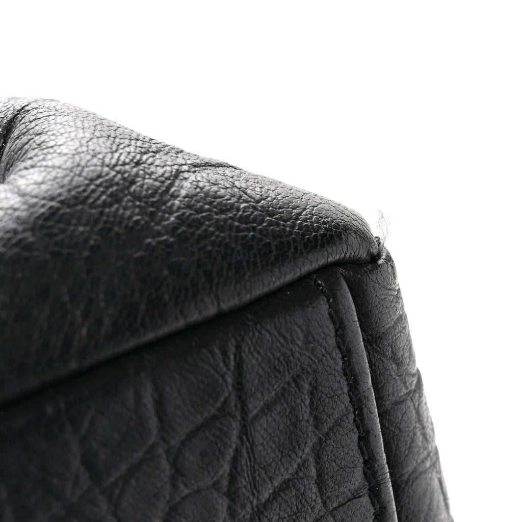 Calfskin Crocodile Embossed Medium West Hollywood Monogram Fold-Over Black