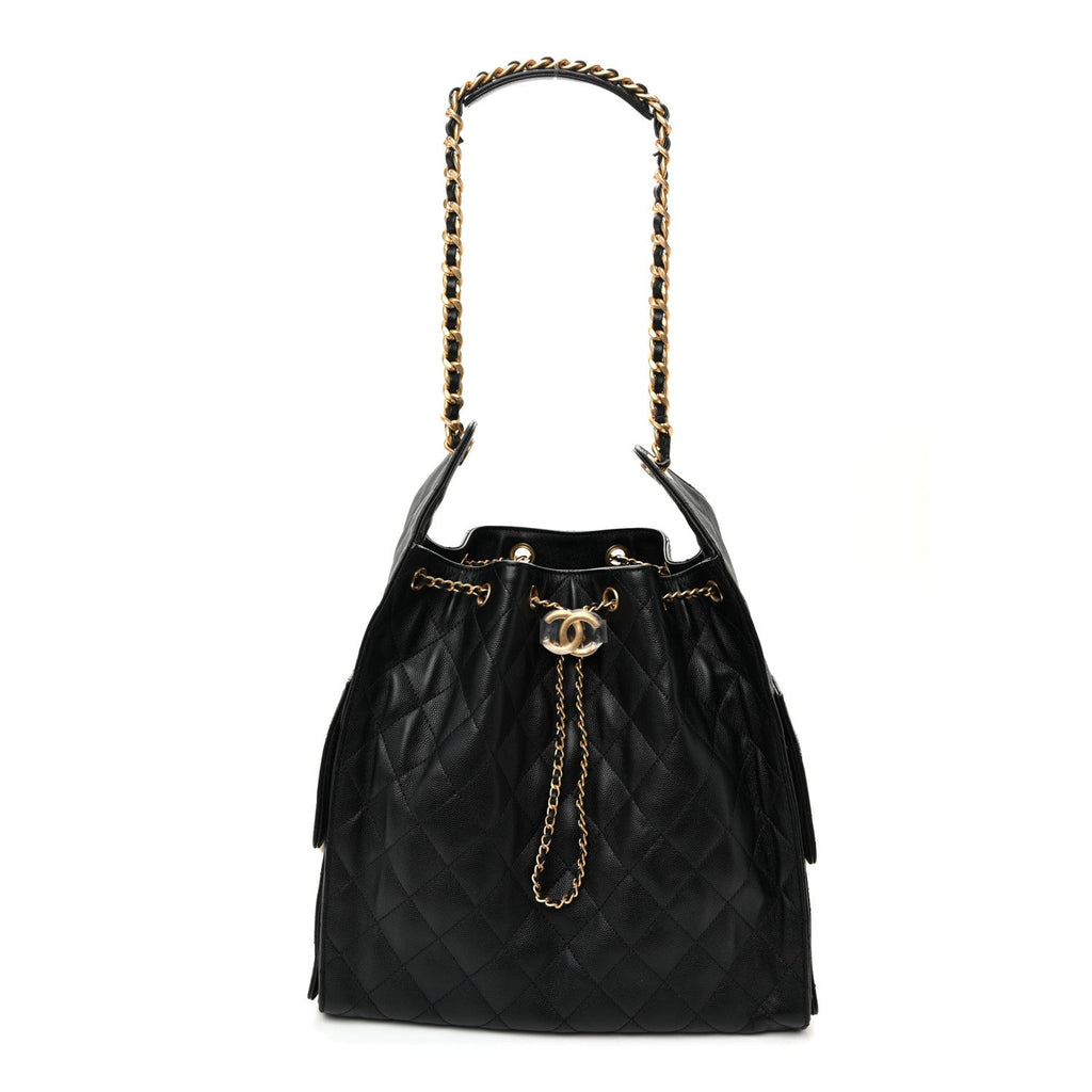Caviar Quilted Medium Chanel 25 Handbag Black