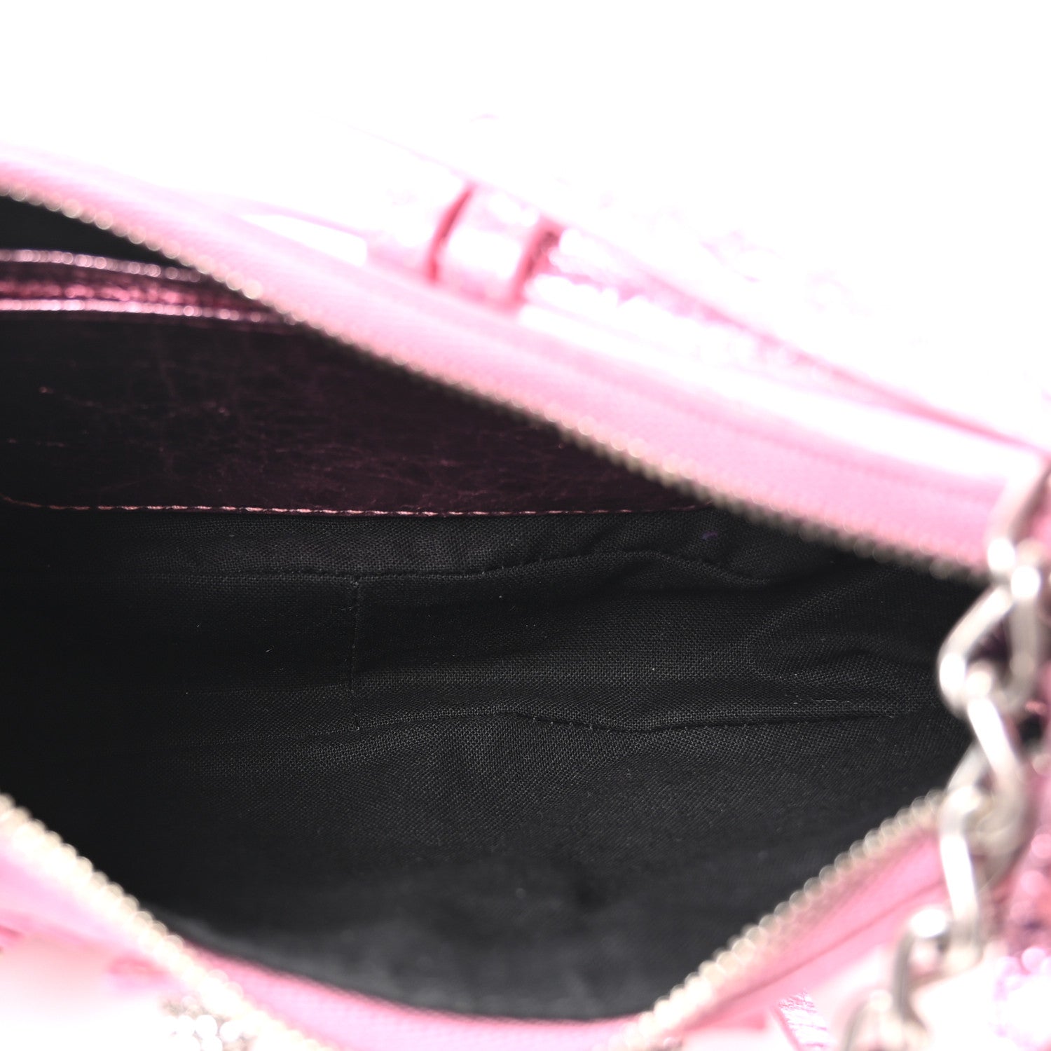 Metallic Agneau Arena Crystal Le Cagole Mini Purse With Chain Met Pink