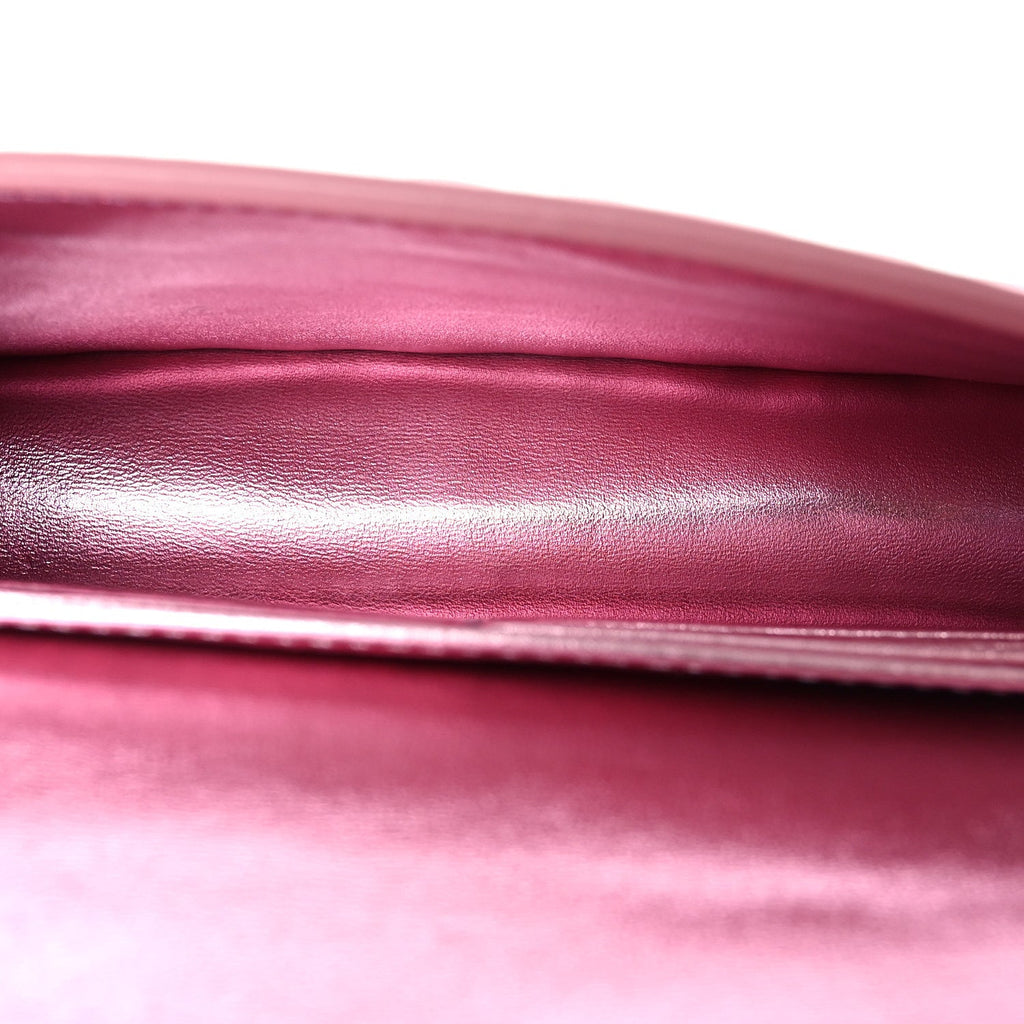 Metallic Nappa Matisse FF Embossed Wallet On Chain Rosa