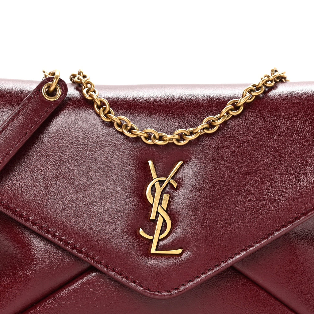 Lambskin Small Cassandre Envelope Pouch Dark Ruby