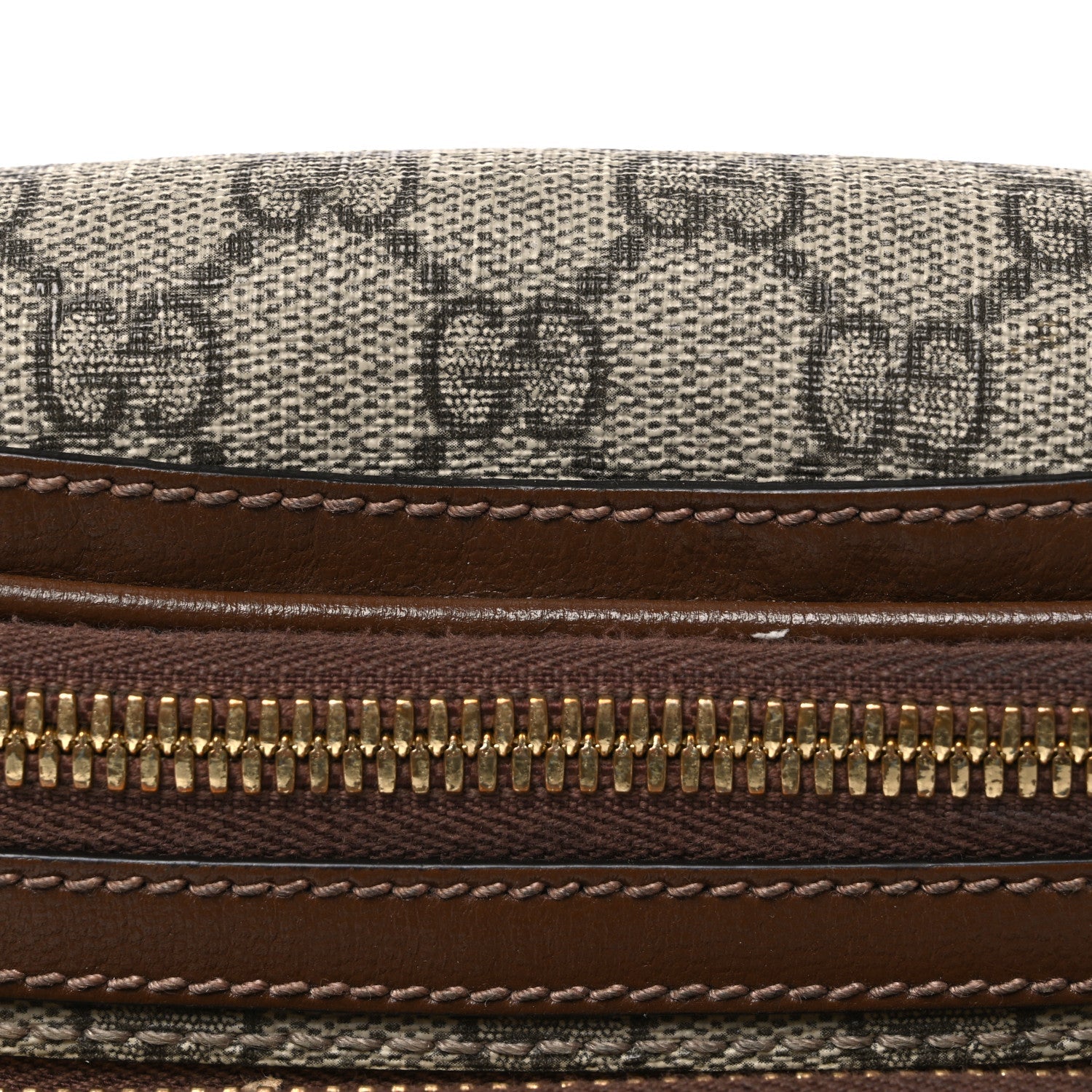 GG Supreme Monogram Textured Calfskin Retro Interlocking G Belt Bag Beige Ebony Brown Sugar