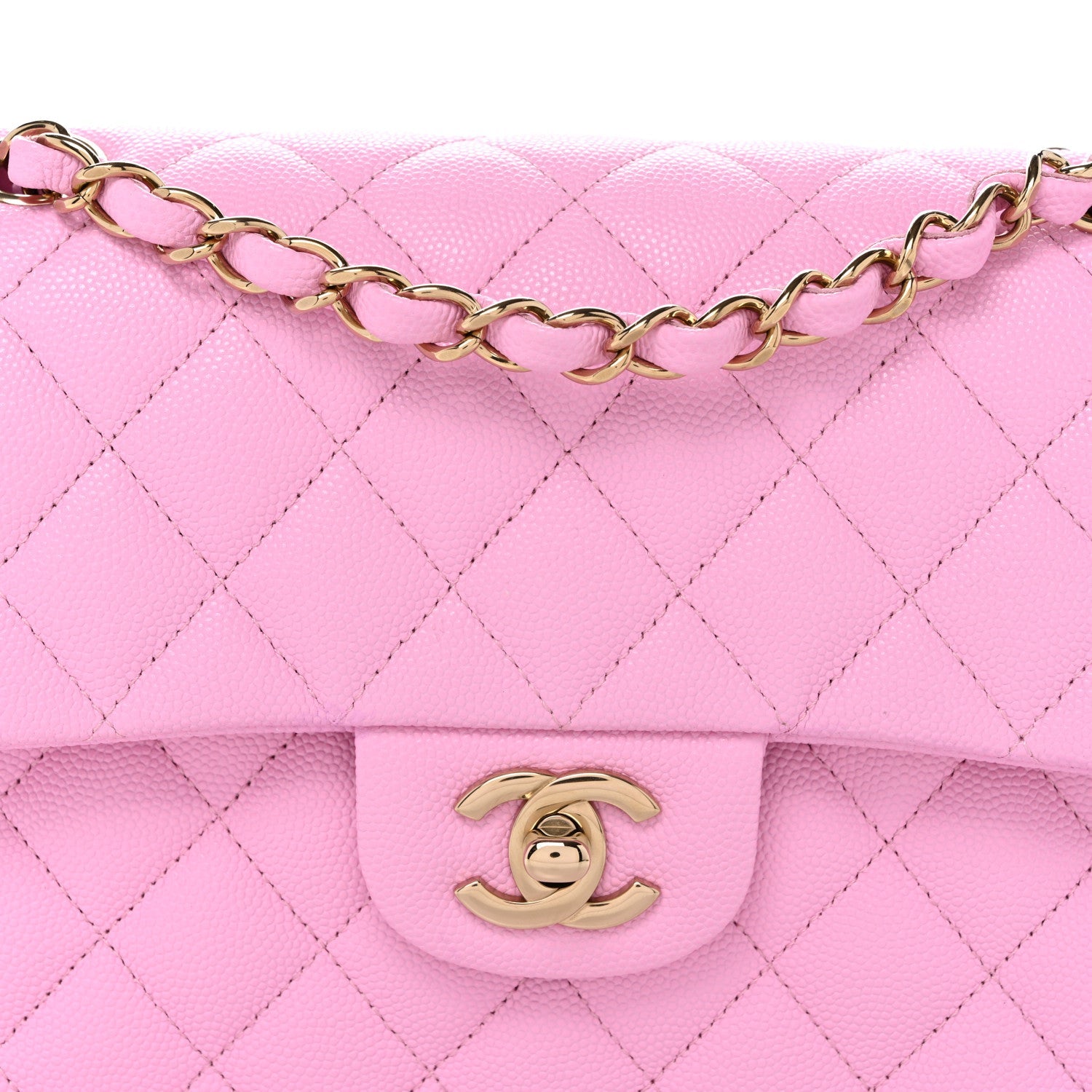 Caviar Quilted Small Double Flap Pink