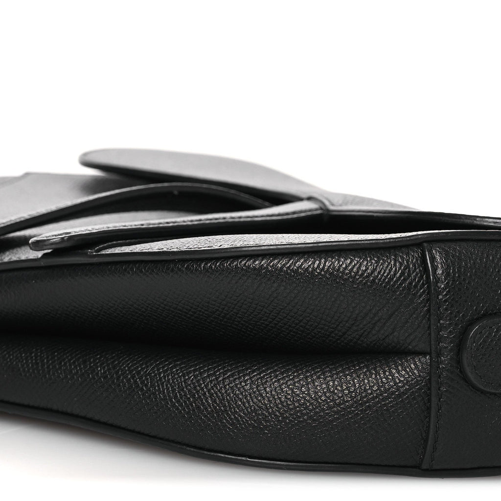 Grained Calfskin Saddle Bag Black
