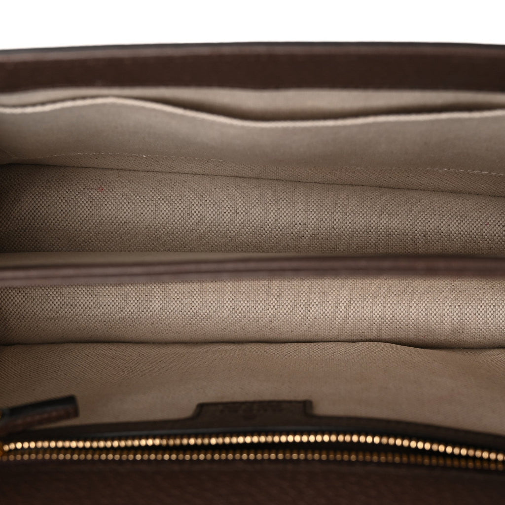 Monogram Jumbo GG Textured Dollar Calfskin Web Small Ophidia Padlock Top Handle Bag Camel Ebony New Acero