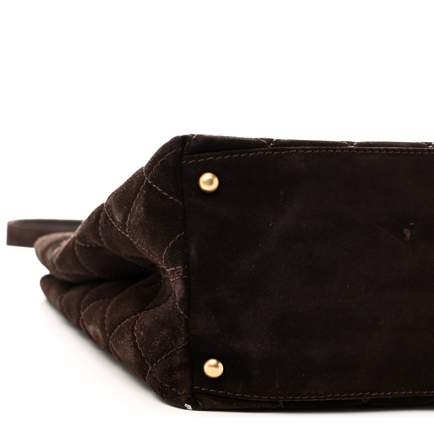Suede Quilted Shopping Tote Brown