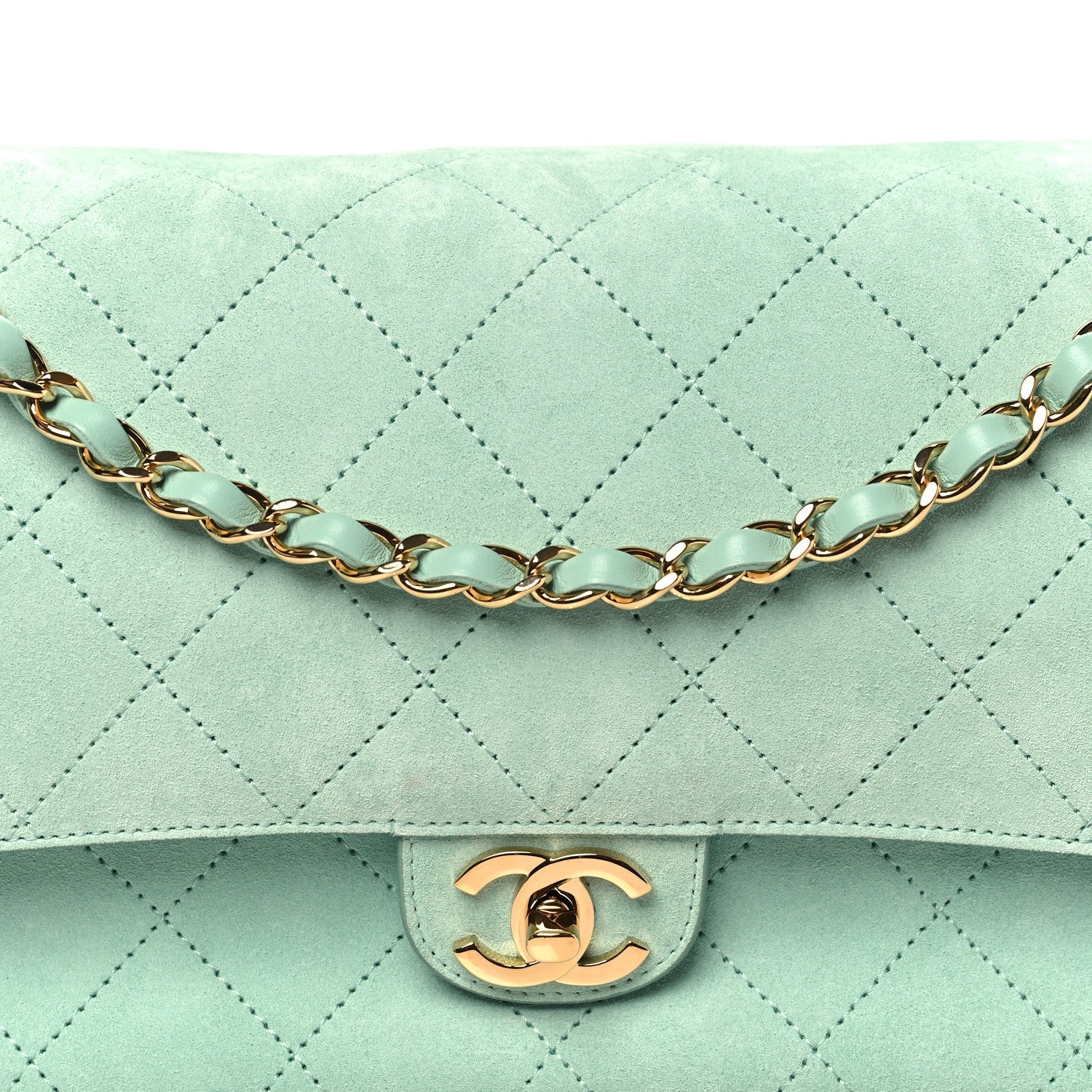 Suede Calfskin Small Souplissimo Maxi Flap Green